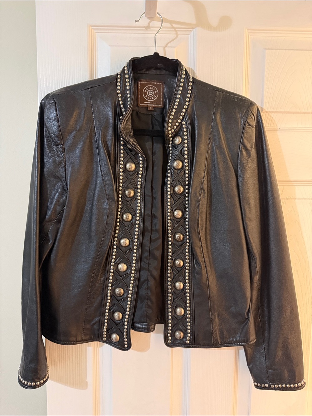 Double D Ranch Black Leather Studded Jacket